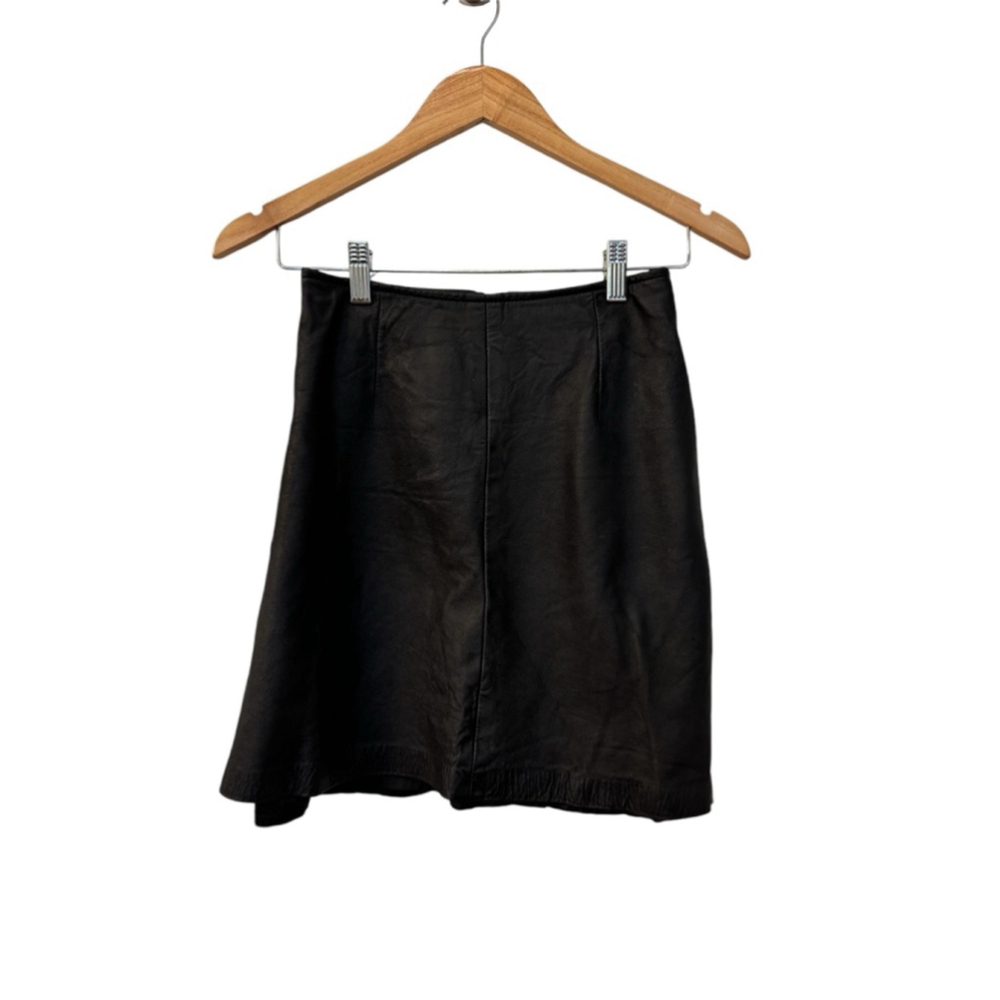 Danier Black Leather A Line Skirt Size 4 Vintage